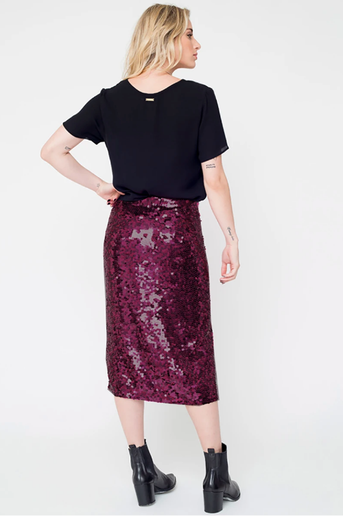 Sole Bordeaux Midi Skirt