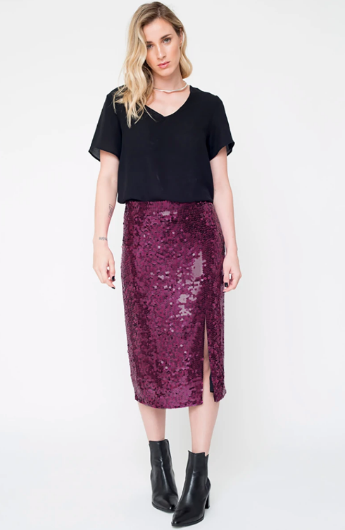 Sole Bordeaux Midi Skirt